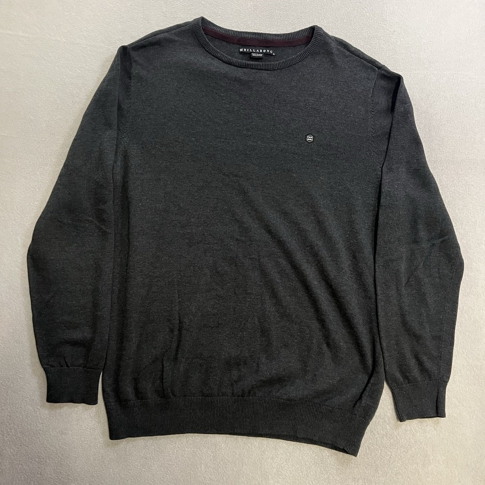 Billabong Sweater Men's Size XL Dark Gray Long Sleeve Knit Crew Neck Skater